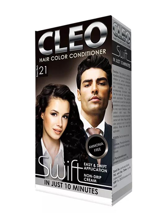 CLEO SWIFT AMMONIA FREE HAIR COLOR BLACK BROWN-21