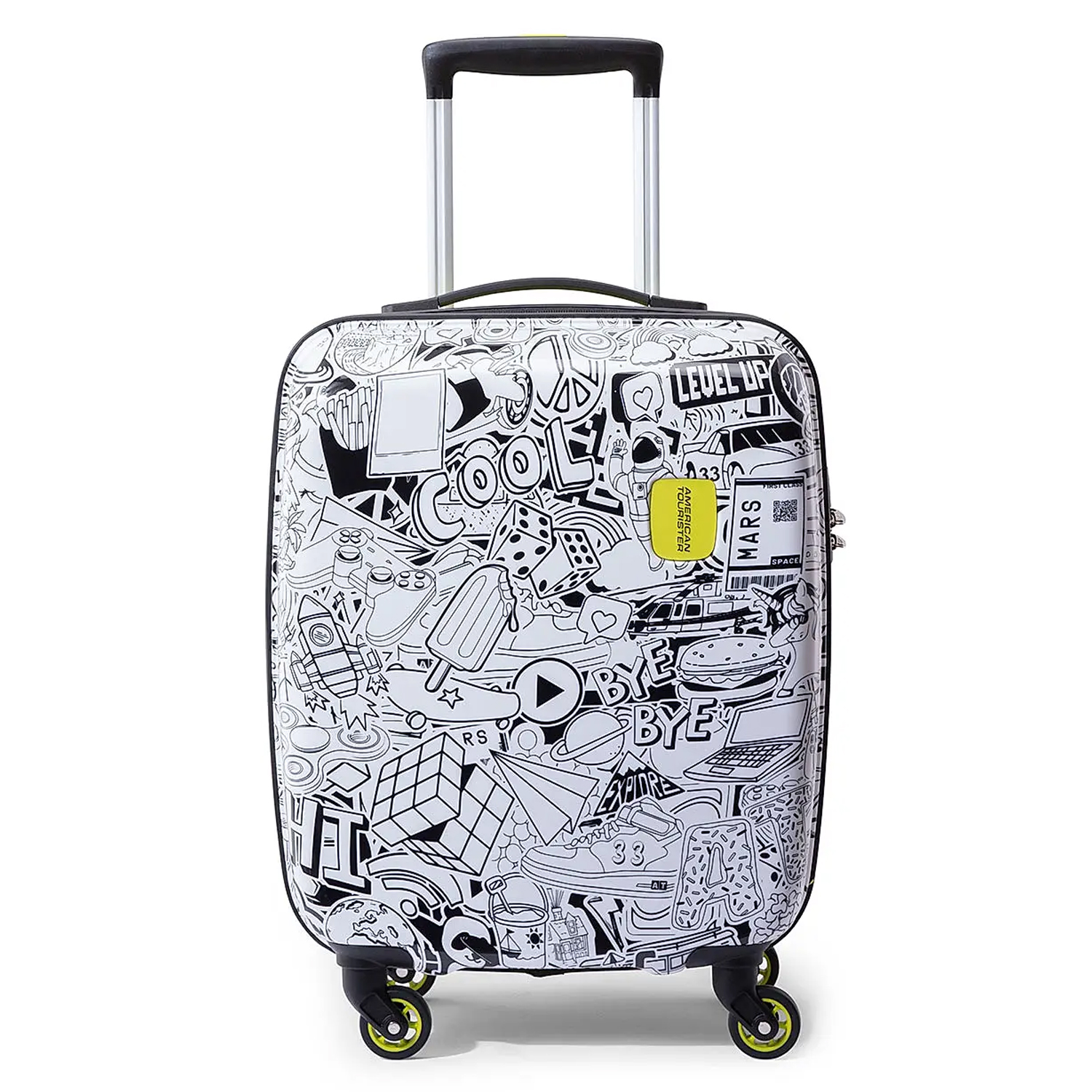 RoshanBags_AMERICAN TOURISTER SWAG ON KIDS LUGGAGE STROLLY GRAFFITI WHITE