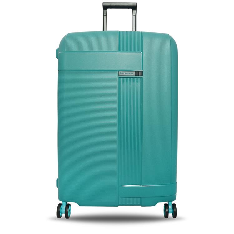 RoshanBags_CARLTON POLYCORBONATE VAULT STROLLY WITH DUAL WHEEL TEAL GREEN