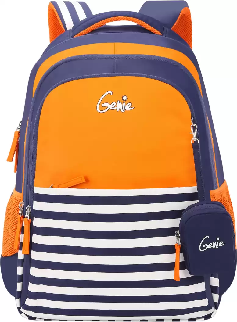 RoshanBags_GENIE 28L KIDS BACKPACK NAUTICAL PLUS 17 ORANGE WITH POUCH