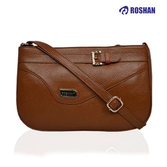 RoshanBags_Roshan Women Leather Slingbag LBR016 Tan