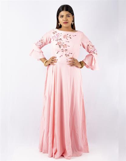 Buy Purple Cotton Long Dress With Belt & Butterfly Sleeves by Designer  MOONTARA for Women online at Kaarimarket.com